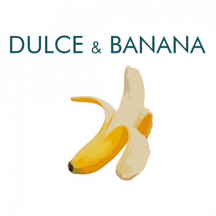 Dulce Banana Adaptación del logotipo de una conocida marca de moda con un plátano debajo: Dulce Banana.