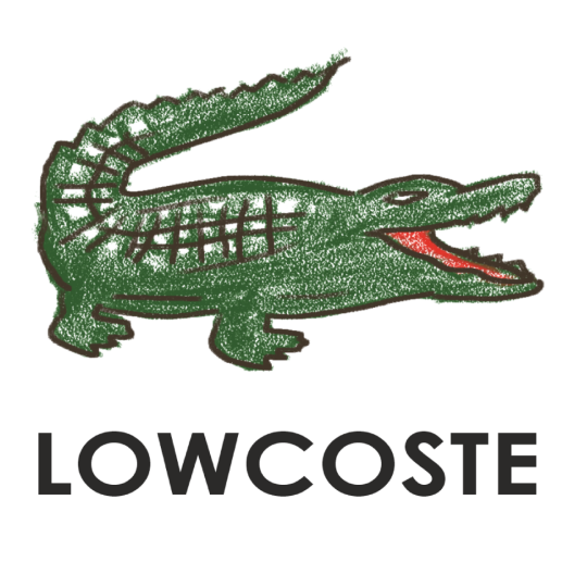 Lowcoste Cocodrilo mal pintado y marca Lowcoste