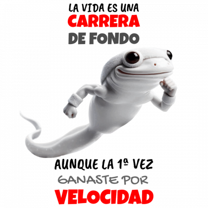 Carrera de fondo Ilustración de un espermatozoide vestido para correr y un mensaje que dice La vida es una carrera de fondo, aunque la primera vez ganaste por velocidad.