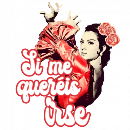 Si me queréis, Irse Busto de la faraona a medias tintas con el texto Si me queréis, irse.