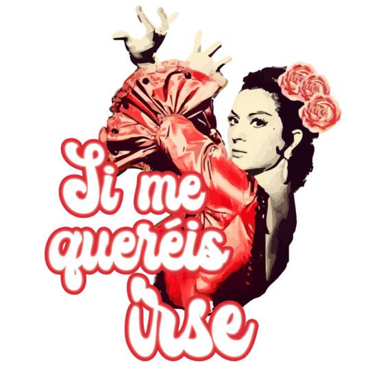 Si me queréis, Irse Busto de la faraona a medias tintas con el texto Si me queréis, irse.