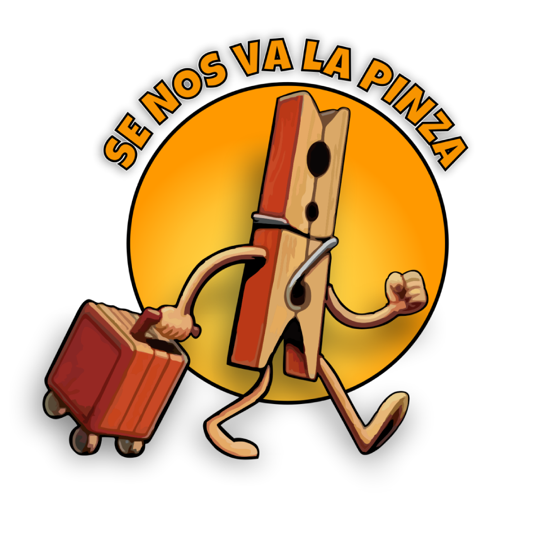 Se nos va la pinza. Se nos va la pinza. Ilustracioón de una pinza que arrastra una maleta con gesto de caminar.