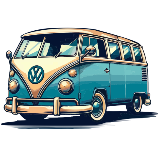 Caravelle ilustración volkswagen Caravelle 1972 azul y blanca
