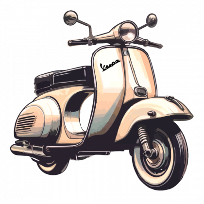 Vespa Ilustración de Moto Vespa Primavera de 1975 blanca/crema.