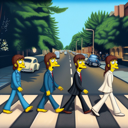 Abbey Road Portada del disco de The Beatles Abbey Road, simpsonizada.