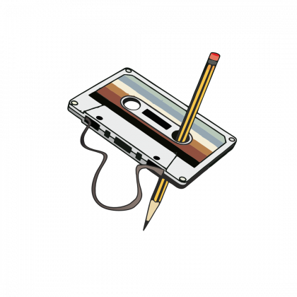 casette Yo crecí en los 80: Casette rebobinando con un lapicero