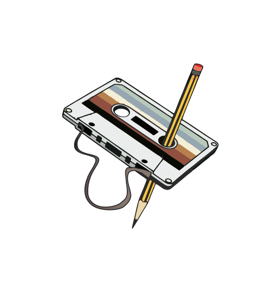 casette Yo crecí en los 80: Casette rebobinando con un lapicero