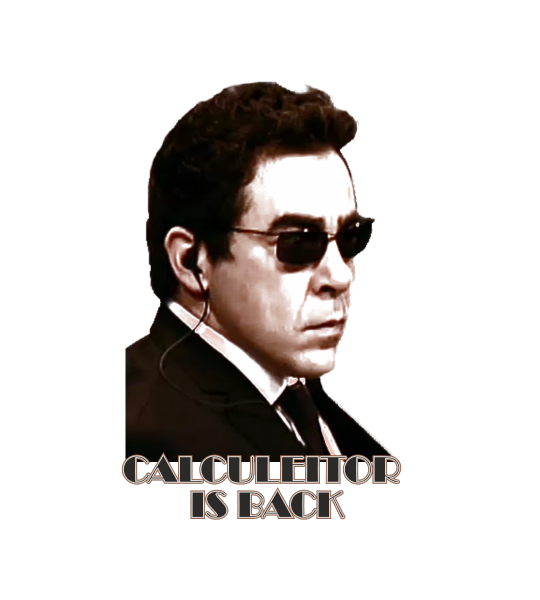 Calculeitor Ilustración a mediasa tintas de Amador, de Aquí No Hay QUien Viva y La Que Se Avecina, caracterizado como agente secreto y el subtítulo "Calculeitor is Back".